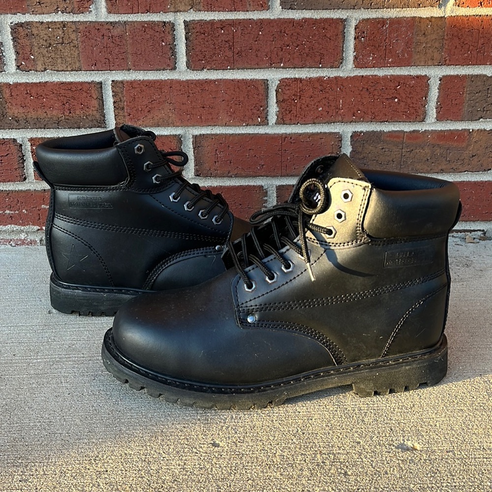 Five Star Black Steel Toe Boots 10.5. W